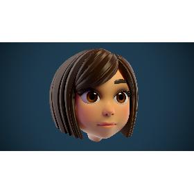 Girl Cartoon Head 3D model